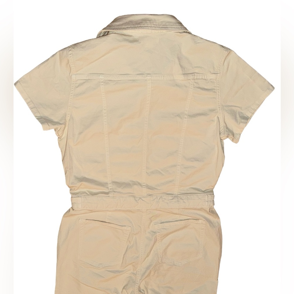 Good American Fit For Success Twill Palazzo Crop Jumpsuit in Ecru, Size: Large - Picture 10 of 14
